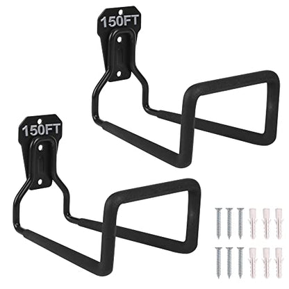 2pcs Heavy Duty Hose Hanger Garden Hose Storage Black Water Hose Holders for Outside Wall Mount Garden Hose Reel Hose Stand - color: 2pcs Black