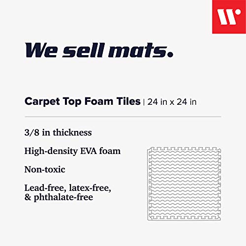 We Sell Mats 3/8 Inch Thick Interlocking Foam Carpet Tiles Durable Carpet Squares Anti Fatigue Support for Home Office or Classroom Use - color: Charcoal Gray, style: 100 Square Feet (25 Tiles)
