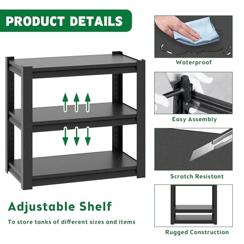 20-30 Gallon Fish Tank Stand - Metal Aquarium Stand with Adjustable shelf, Heavy Duty Fish Tank Table/ 3-Layer Storage Design for Home Office, 400 LBS Capacity, Tank Not Included (Black) - color: Black