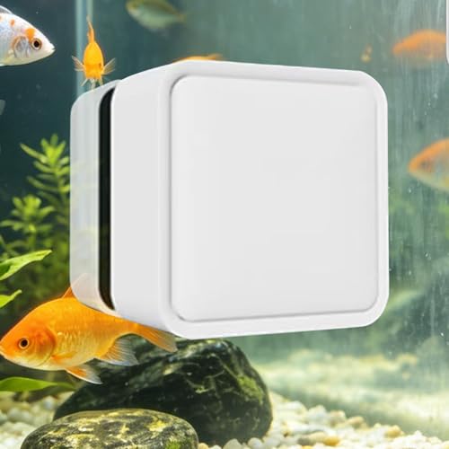Magnetic Fish Tank Cleaner - Small Powerful Scrubber Brush | Fish Tank Cleaning Tools - for Saltwater Betta Algae Turtle Reptile Terrarium Wall Kitchen Living Room Water - color: White