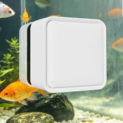 Magnetic Fish Tank Cleaner - Small Powerful Scrubber Brush | Fish Tank Cleaning Tools - for Saltwater Betta Algae Turtle Reptile Terrarium Wall Kitchen Living Room Water - color: White