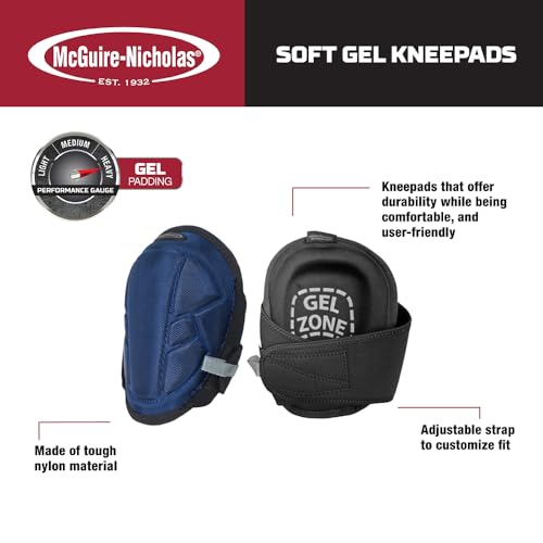 McGuire-Nicholas Gel Lite Flooring Pro Knee Pads, 1 Pair, Navy/Black - size: (Pack of 1)