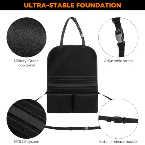 Universal Tactical Patch Display Board Hook & Loop Panel and Tactical MOLLE Seat Organizer for Trucks/SUVs - style: Seat Organizer&Fixed Straps