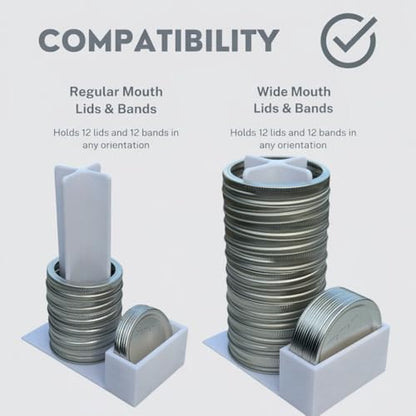 Mason Jar Lid Organizer & Ring Holder (2 Pack) | Vertical Storage Rack for Regular & Wide Mouth Canning Lids | Space-Saving Kitchen Cabinet Organizer | Holds 20 Lids & 20 Rings