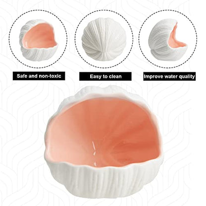 Aquarium Shell Shape Ceramic Cave Decoration, Fish House Conch Thematic Ornament for Betta Fish Passing or Hiding, Betta Tank 5.1inch Fish Tank Decoration (Pink, M)