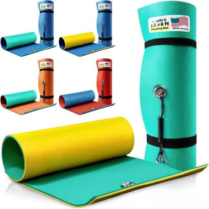 Premium Made in USA Lily Pad Floating Mat, 9x6 12x6 18x6 ft – Foam Floating Water Mat for Lake | Lilypad Float Swim Mat for Boat & Pool
