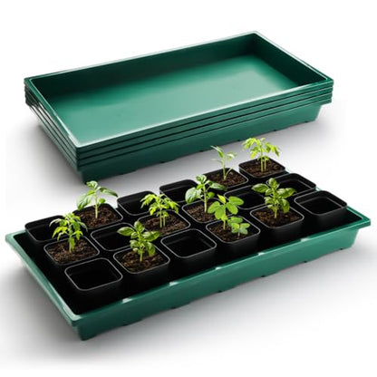 RooTrimmer 1020 Nursery Pots Trays 5 Pack, Plastic Flat Seed Starter Trays, Durable Seedling Potting Tray for Carrying and Holding Planting Pot (Green)
