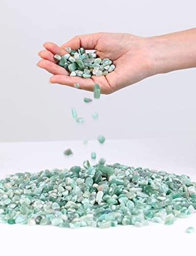 LAIDANLA Green Aventurine Crushed Stone Crystal Chips Bulk Natural Gemstones Healing Reiki Crystals Mini Quartz Vase Filler Aquarium Gravel 0.55lb - color: Green Aventurine, size: 0.55 Pound-（0.28"-0.35"）