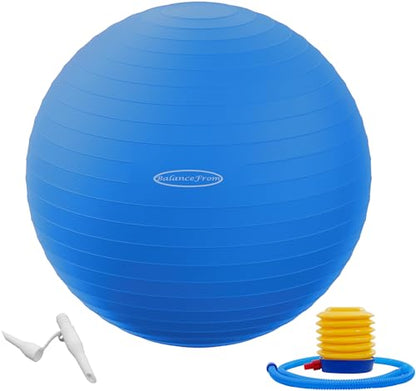 Fitvids Anti-Burst and Slip Resistant Exercise Ball Yoga Ball Fitness Ball Birthing Ball with Quick Pump - color: Blue, size: XXL(31-34in/78-85cm)