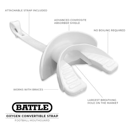 Battle Sports Cross Oxygen Football Mouthguard - Superior Airflow & Better Performance, Maximum Protection & Breathability Football Mouthpiece, Works with Braces | Maximum protection, Secure and comfortable fit, Breathable built-in airflow channels, No bo