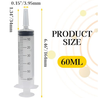 60ml Syringes Without Needle, 4 Pack Plastic Syringe with Cap for Pet Feeding, Scientific Labs, Glue, Oil & Precise Liquid Measurement - size: 60ml