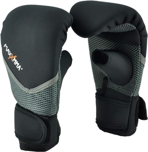 MaxxMMA Neoprene Washable Heavy Bag Gloves - Boxing Punching Training - color: Black, size: Large-X-Large