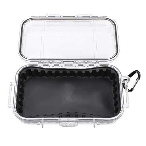Small Waterproof Storage Case, Outdoor Survival Waterproof Dry Box Protective Case Shockproof Airtight Carry Box Container Floating Hard Shell for EDC Tools Phone Keys Watches Travel Fishing - color: transparent