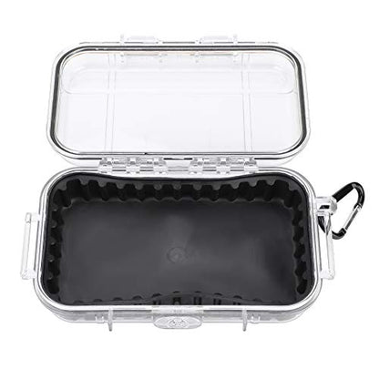 Small Waterproof Storage Case, Outdoor Survival Waterproof Dry Box Protective Case Shockproof Airtight Carry Box Container Floating Hard Shell for EDC Tools Phone Keys Watches Travel Fishing - color: transparent