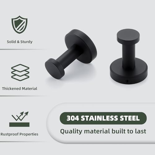 APLusee Matte Black Towel Hooks, Space-Saving for Bathroom Shower, 2 Pack - color: Matte Black, size: 2 Pack