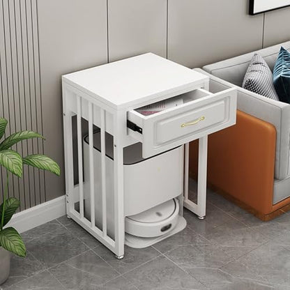 Cupboard Sweeper Shelf Organizer Storage Cabinet Movable Fish Tank Rack with Wheels(White Frame+Black)