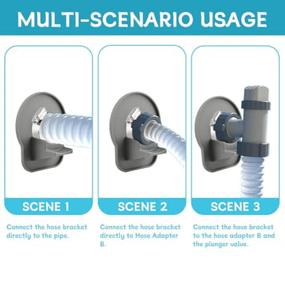 2 Pack Swimming Pool Pipe Holders, Above Ground Swimming Hose Support Holder with Tape, Designed Compatible with Intex Pools Prevent Pipe Sagging, Improve Pool Hoses