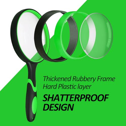 Handheld Magnifying Glass, Magnifier with 100MM Glass Lens - Ideal for Close Work, Reading Books & Newspapers, Insect Observation