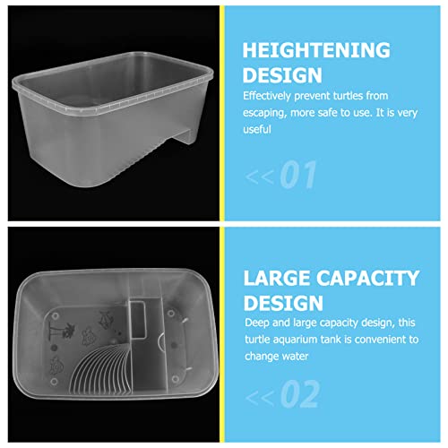 balacoo Plastic Turtle Feeding Box Reptile Breeding Tank Smooth for Easy Cleaning Transparent Design Aquatic Environment for Turtles and Reptiles