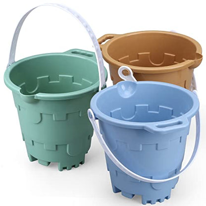 Jumbo Avocado Castle Model Beach Gear 7" Large Sand Buckets Pails Beach Water Pool Gardening Bath Toy Environmentally ABS Durable Thick Plastic Complete Gift Set Bundle for Kids Boys Girls - style: Avocado