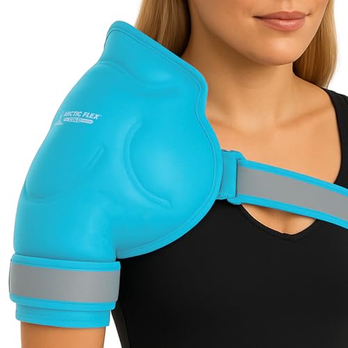 Arctic Flex Shoulder Ice Pack Wrap - Rotator Cuff Cold Therapy for Pain | Relief - Reusable Gel for Injuries & Recovery After Surgery - Ice Packs Compression Brace (Blue)