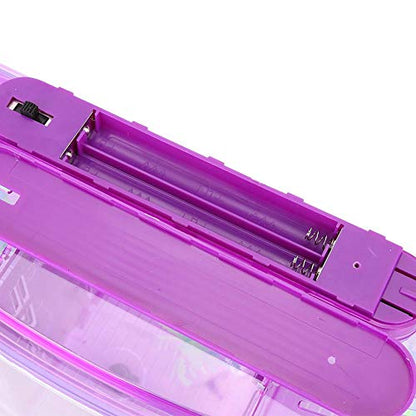 Acrylic Aquarium Isolation Box,Mini Fish Tank Breeding Hatchery Small Fishes Incubator with Three Divisions and LED Light(Purple)