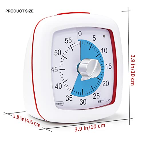 Secura 60-Minute Visual Timer, Silent Study Timer for Kids and Adults - color: Blue & White