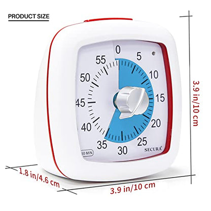 Secura 60-Minute Visual Timer, Silent Study Timer for Kids and Adults - color: Blue & White