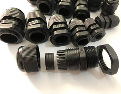 20pcs Cable Gland Waterproof Adjustable 3-13mm Cable Connectors PG7 PG9 PG11 PG13.5 PG16 Plastic Cable Gland Joints Wire Protectors