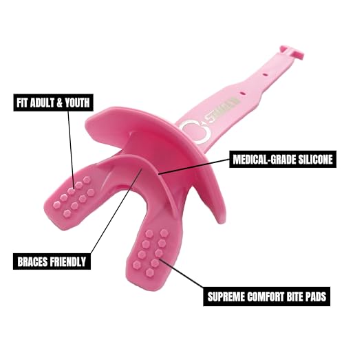 O Shield Striker Football Lip Guard with Permanent Strap - color: Pink