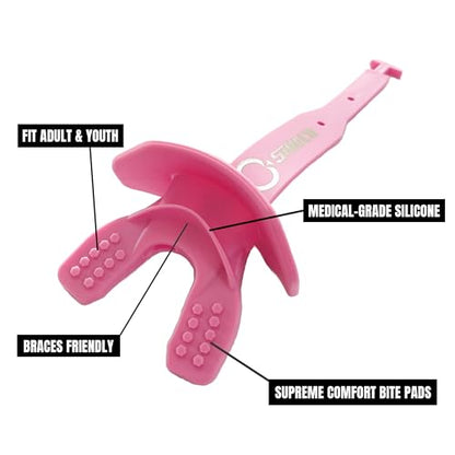 O Shield Striker Football Lip Guard with Permanent Strap - color: Pink