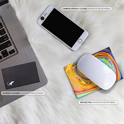 Mouse Pad Adhesive Bottom - Sticks to Any Surface - Portable - Webcam Covers and Screen Cleaner Included (Color Swirl) - color: COLOR SWIRL