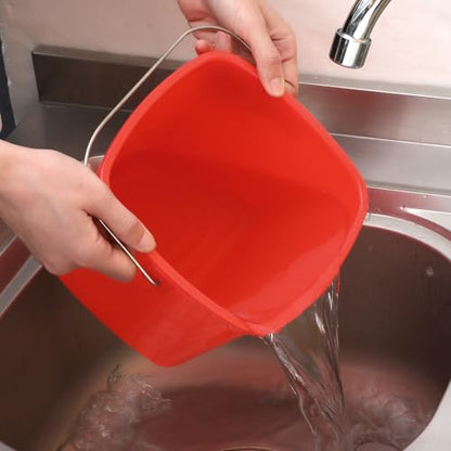6 Pcs 3 Quart Cleaning Bucket Small Square Bucket Detergent Pail for Home Commercial Restaurant Kitchen Office School (Green, Red)