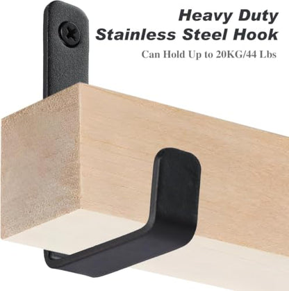 Heavy Duty Hooks, Stainless Steel Hooks for Hanging, Wall Mount Hook, Coat Hook, Wall Hooks Towel Hook Garage Holder Screw Hanger, Utility Hooks, Black (4 Pack) - color: Black 4