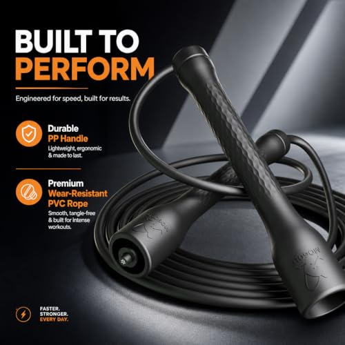 10,000-Drop Unbreakable Jump Rope, 5mm PVC Adjustable Speed Rope with Ergonomic PP Handles for Boxing, HIIT & Home Gym - color: Black+White