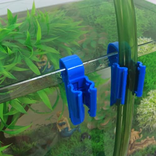 2Pcs Fish Tank Mounting Clip, Adjustable Water Pipe Hose Holder for 0.31"-0.62" Diameter Aquarium Tube, Aquarium Air Pump Accessories (Black)