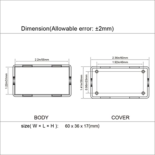 Project Box 5 Pieces ABS Plastic Electrical Project Case Small Junction Box for Electronics White 2.36 x 1.42 x 0.67 inch (60 x 36 x 17 mm) - color: 5 pieces, size: 2.36"x 1.42"x 0.67"