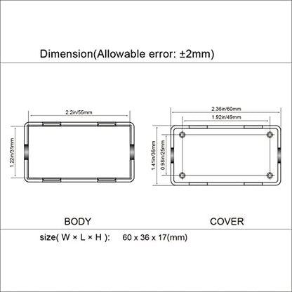 Project Box 10 Pieces ABS Plastic Electrical Project Case Small Junction Box for Electronics Black 2.4 x 1.4 x 0.7 inch (60 x 36 x 17 mm) - size: 2.4" x 1.4" x 0.7"(10pc)