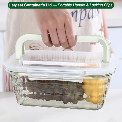 Set of 3 Food Storage Containers with Lids & Handle, BPA Free Plastic Meal Prep & Salad Bowl Containers To Go for Lunch, Salad Serving Bowls for Snack, Fruit, Veggie, Pink