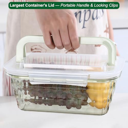 Set of 3 Food Storage Containers with Lids & Handle, BPA Free Plastic Meal Prep & Salad Bowl Containers To Go for Lunch, Salad Serving Bowls for Snack, Fruit, Veggie, Pink