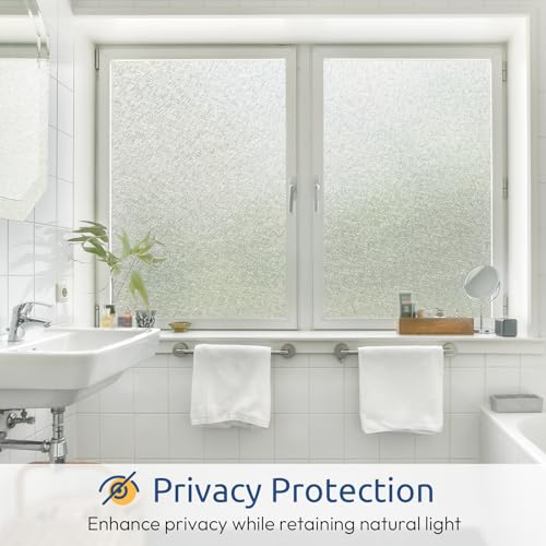 rabbitgoo Window Privacy Film Frosted Glass Film, Decorative Cling UV Sun Blocking Decals, Frosting Window Clings for Home Bathroom Door Coverings, 17.5 X 157.4 inches - size: 17.5" X 157.4"