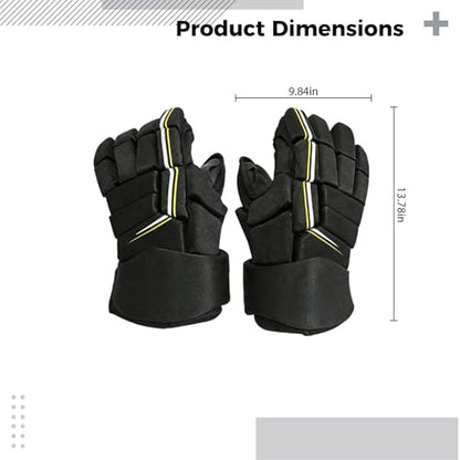 Ice Hockey Gloves for Young Players, 10 in / 25.4 cm, Protective Gear with High-Density Foam Padding, Flexible, Waterproof & Breathable for Ice, Roller, Field Hockey