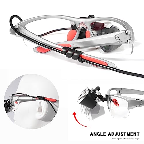 3.5x420MM Angle Adjustable Binocular Loupes Magnifier Glasses Loupes with Cloth Case (Silver) - color: Silver