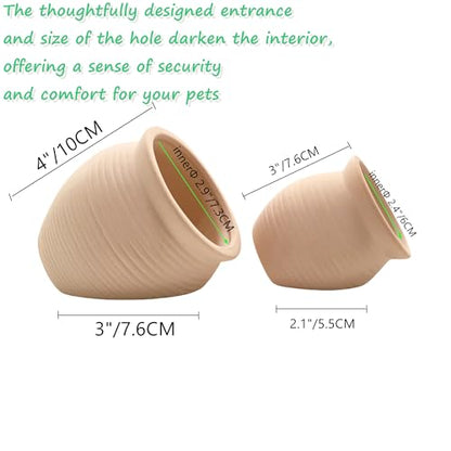 M2cbridge Pottery Ceramic Jar Natural Clay Vase for Cichlid Small Fish Shrimp to Play Hide Breed Habitat (Creamy Clay, 2pcs)