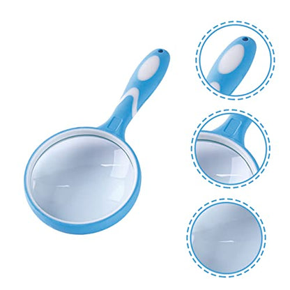 COLLBATH Boys and Girls' Reading Magnifier Handheld Magnifier Handle Design Durable 2X Magnification for Exploration - color: Blue