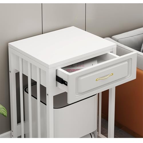 Cupboard Sweeper Shelf Organizer Storage Cabinet Movable Fish Tank Rack with Wheels(White Frame+Black)