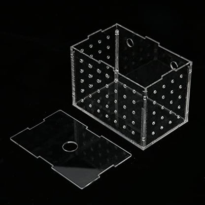 Fish Breeder Box, Aquarium Fish Breeding Box, High Transparency Acrylic Hatchery Incubator Tank with Suction Cups for Baby Fish Shrimp Clownfish Isolation and Rearing (11 * 7 * 8CM) - size: 11*7*8CM