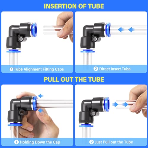 TAILONZ PNEUMATIC Blue Elbow 1/4 inch Tube OD 90 Push to Connect Tube Fittings Push Lock PV-1/4 (Pack of 10) - color: Blue-Elbow, size: 1/4"OD 10PCS