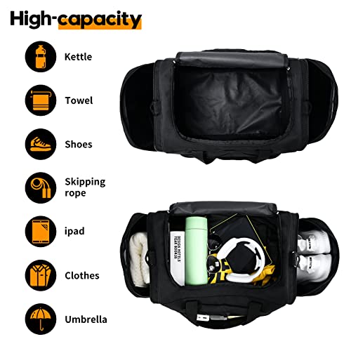 Mens Gym Bag, 55L Large Sports Duffle Bags, Workout Bags Lightweight - color: Black Red