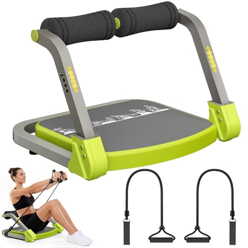 Abdominal Trainers - Adjustable Ab Trainer Machine, Foldable Abdominal Workout Equipment with Knee Protection - Home Gym Core Strength Trainer for Men & Women - color: Black&Green